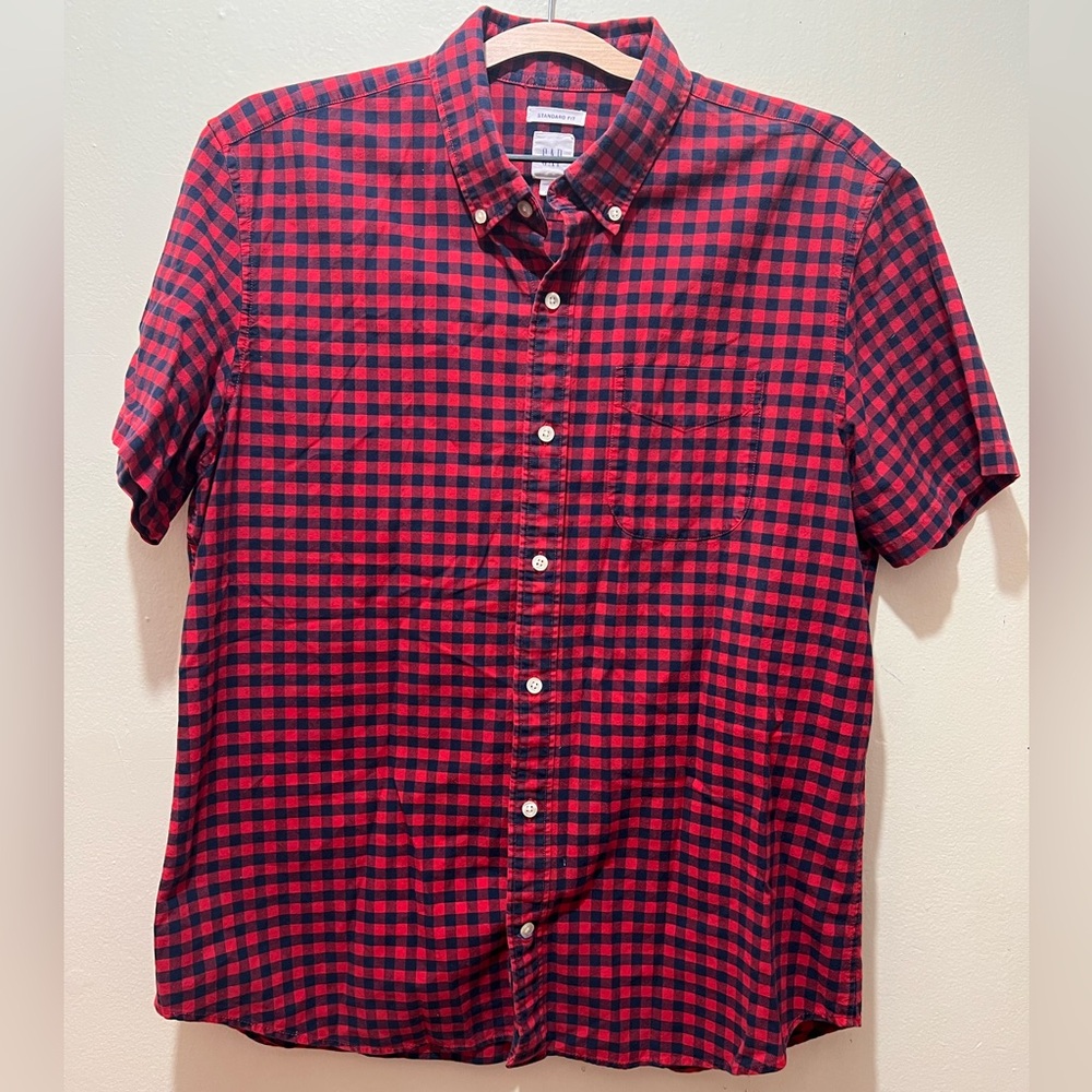Men’s Large GAP button down Red&Blue Short Sleeve